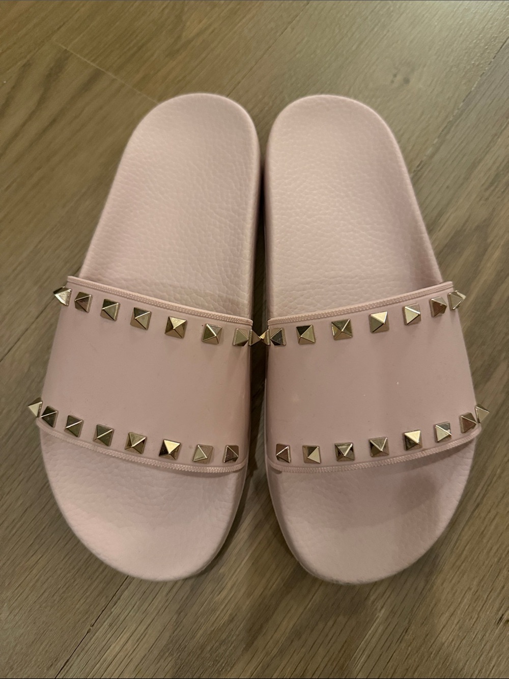 Valentino Pink Studded Slide Sandals